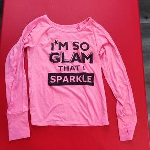 pink sparkle long sleeve Tee girl size 14